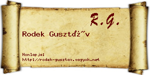 Rodek Gusztáv névjegykártya