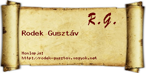 Rodek Gusztáv névjegykártya